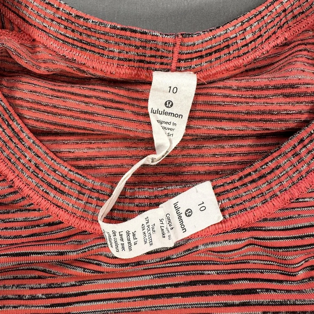 Lululemon‎ Shirt Womens 10 Pink Swiftly Tech Long Sleeve Striped Athletic Top